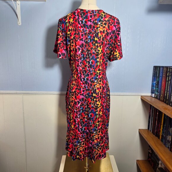 Venus Medium Bright Multicolored Animal Print Shortsleeve Knee Length Dress - Picture 7 of 11
